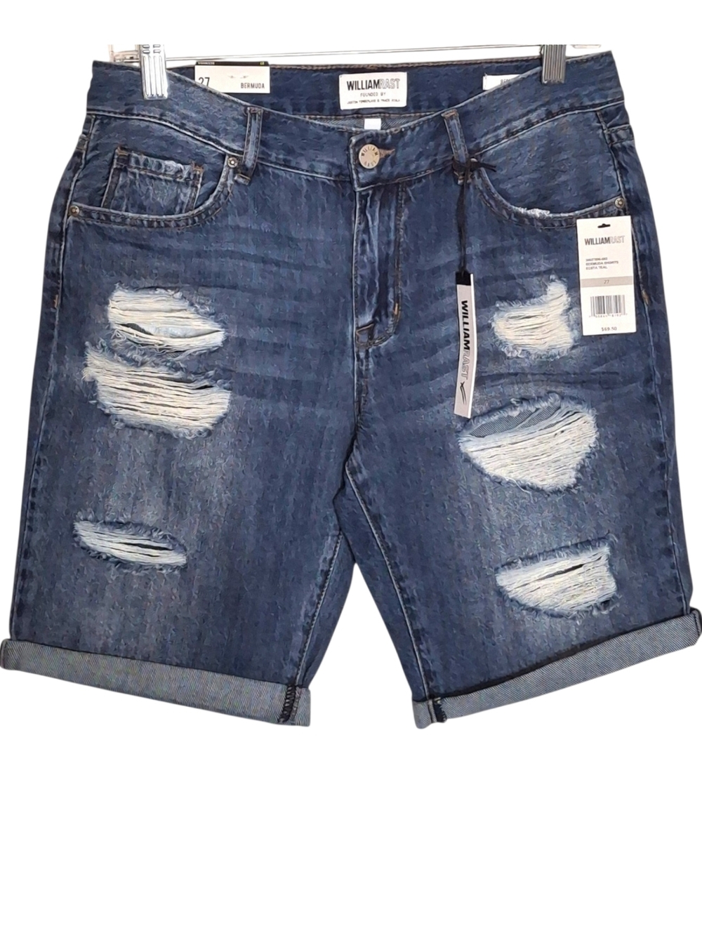 NWT William Rast Bermuda Distressed Jean Shorts Size 27